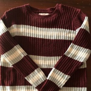 Sweater maroon with stripes